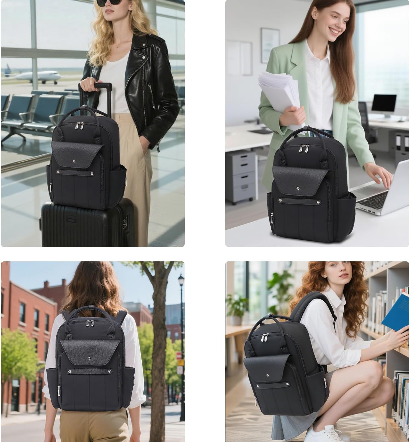 Travel Laptop Backpack for Men & Women Teacher Backpack with Charging Cable Hole, 15.6 Inch Notebook, Work Bag Slim Business Bag (Black) - Image 6