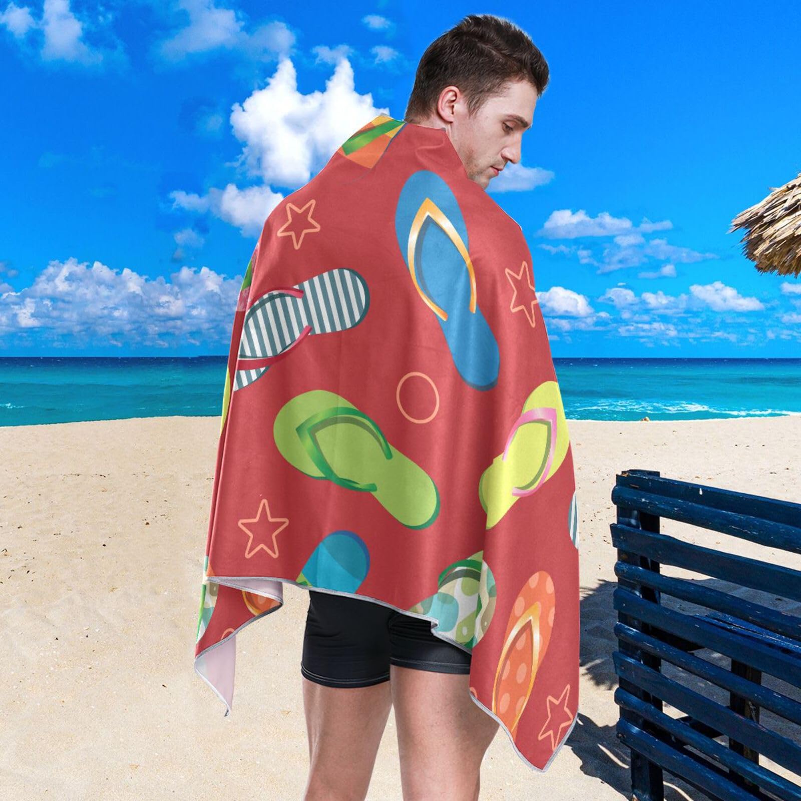 Amazon.com: OTVEE Colorful Flip Flops Beach Towel Thin Quick Fast