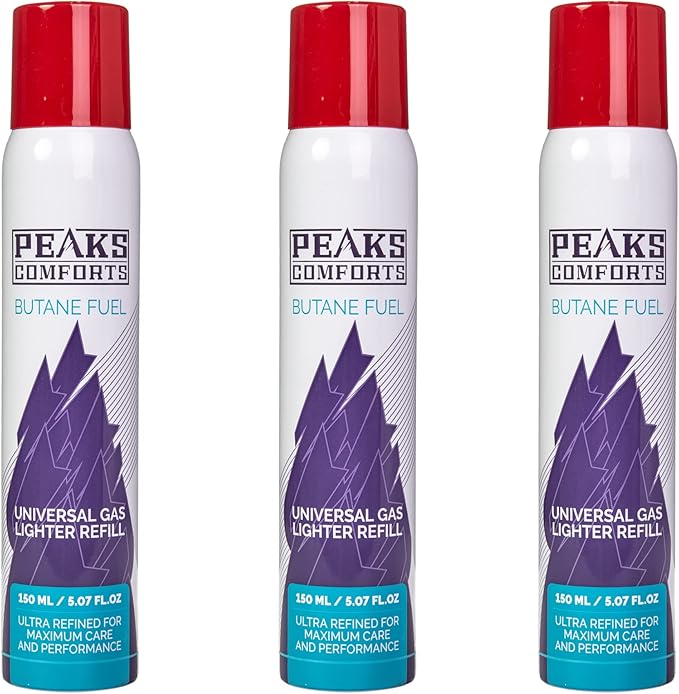 PEAKS COMFORTS Butane Refill for Torch Lighter, 150 ml