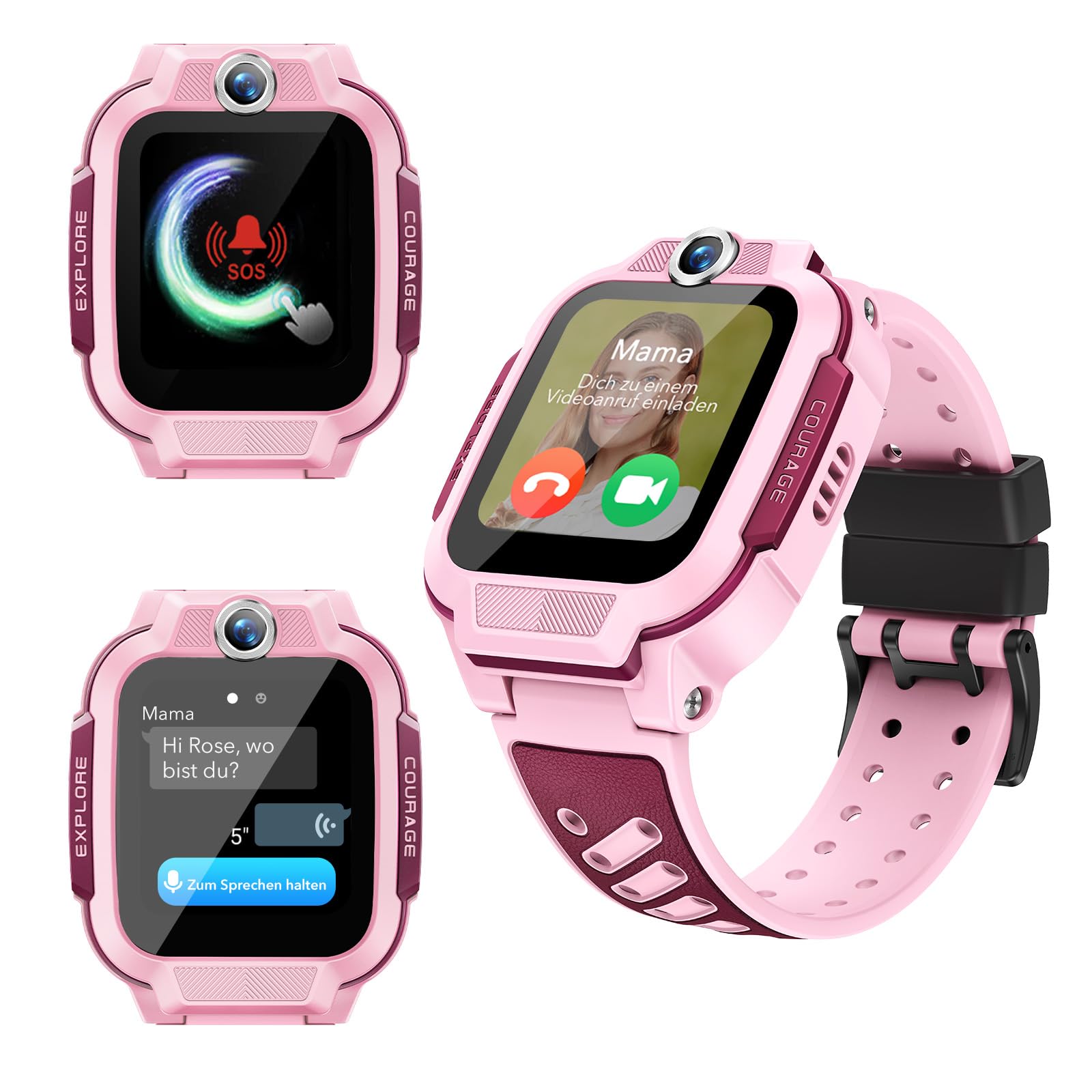 imoo Z3 Kinder Smartwatch mit GPS mit SIM,Videoanruf Kinderuhr Mädchen Rosa | Kids Smartwatch,IP68 Schwimmen Wasserdicht,256M+8G,Familie Freunde Chat,1.5",SOS,Fremdanruf-Sperre,Kamera,1-2 Tage Nutzung
