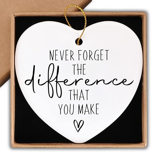 Letrero de recuerdo con texto en inglés "Thank You Gifts Never Forget The Difference That You Make", placa de corazón, despedida de despedida,