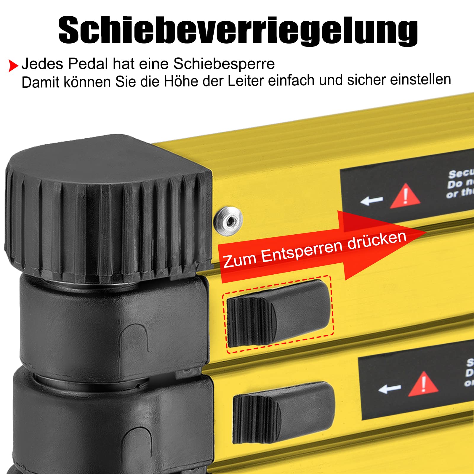 UISEBRT Telescopische ladder, inklapbaar, 1,4 m 1,7 m, vouwladder, aluminium, antislip, multifunctionele ladder, uittrekbaar, A-frame, 5 6 sporten, aluminium ladder, tot 150 kg belastbaarheid