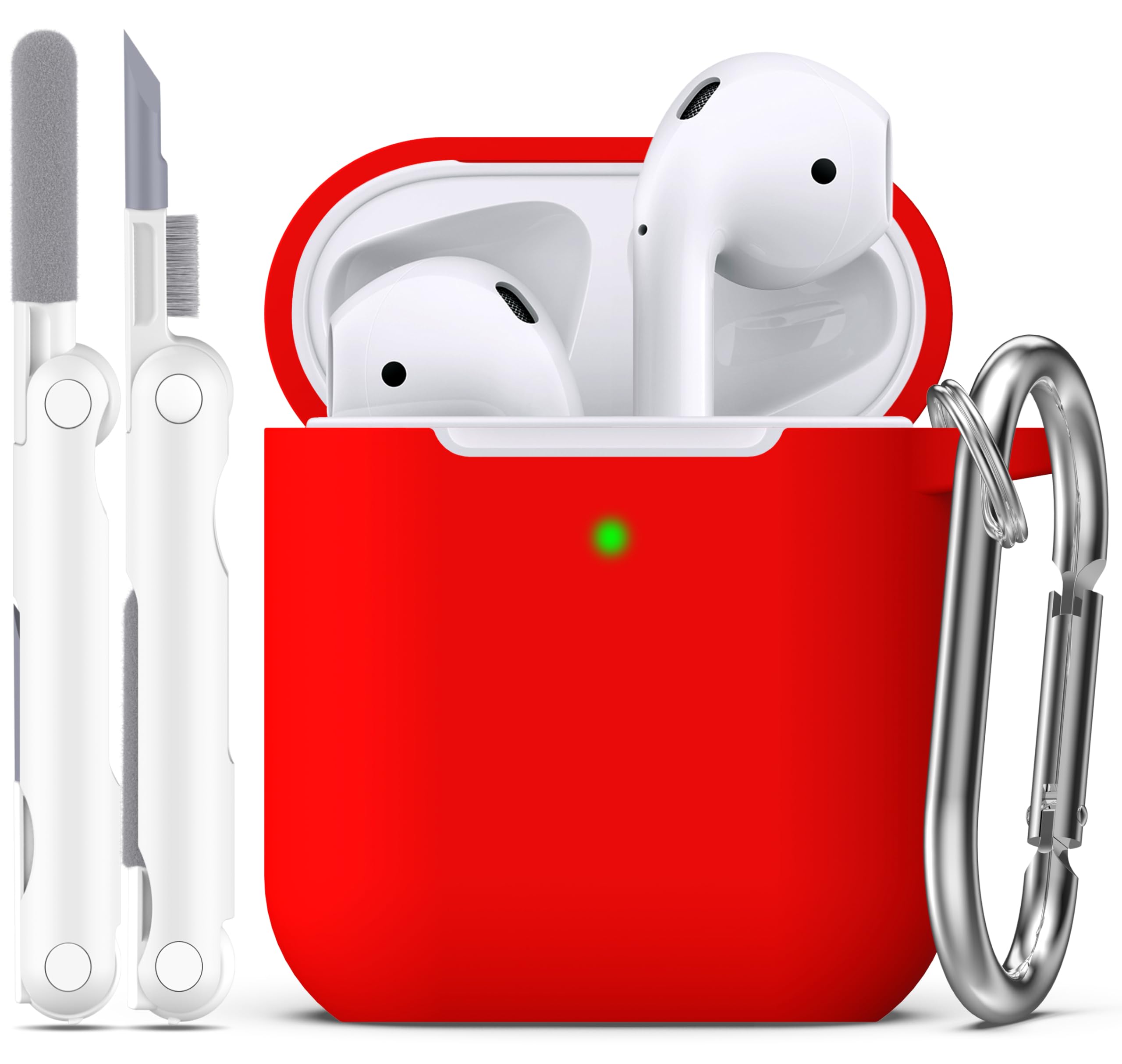 R-fun Funda para AirPods 4 con Kit de Limpieza, Case de Silicona Suave con Llavero, Funda Protectora Completa para Hombres y Mujeres, Compatible con Apple Latest Airpods 4th, Rojo — view 25