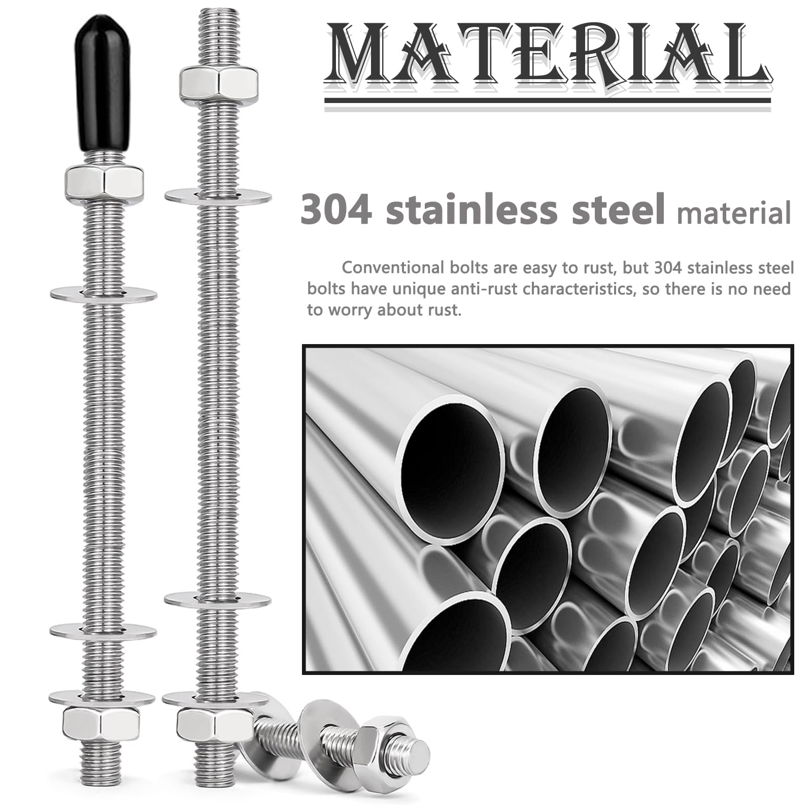 Stainless Steel Threaded Rods - 12" 1/4-20 -3