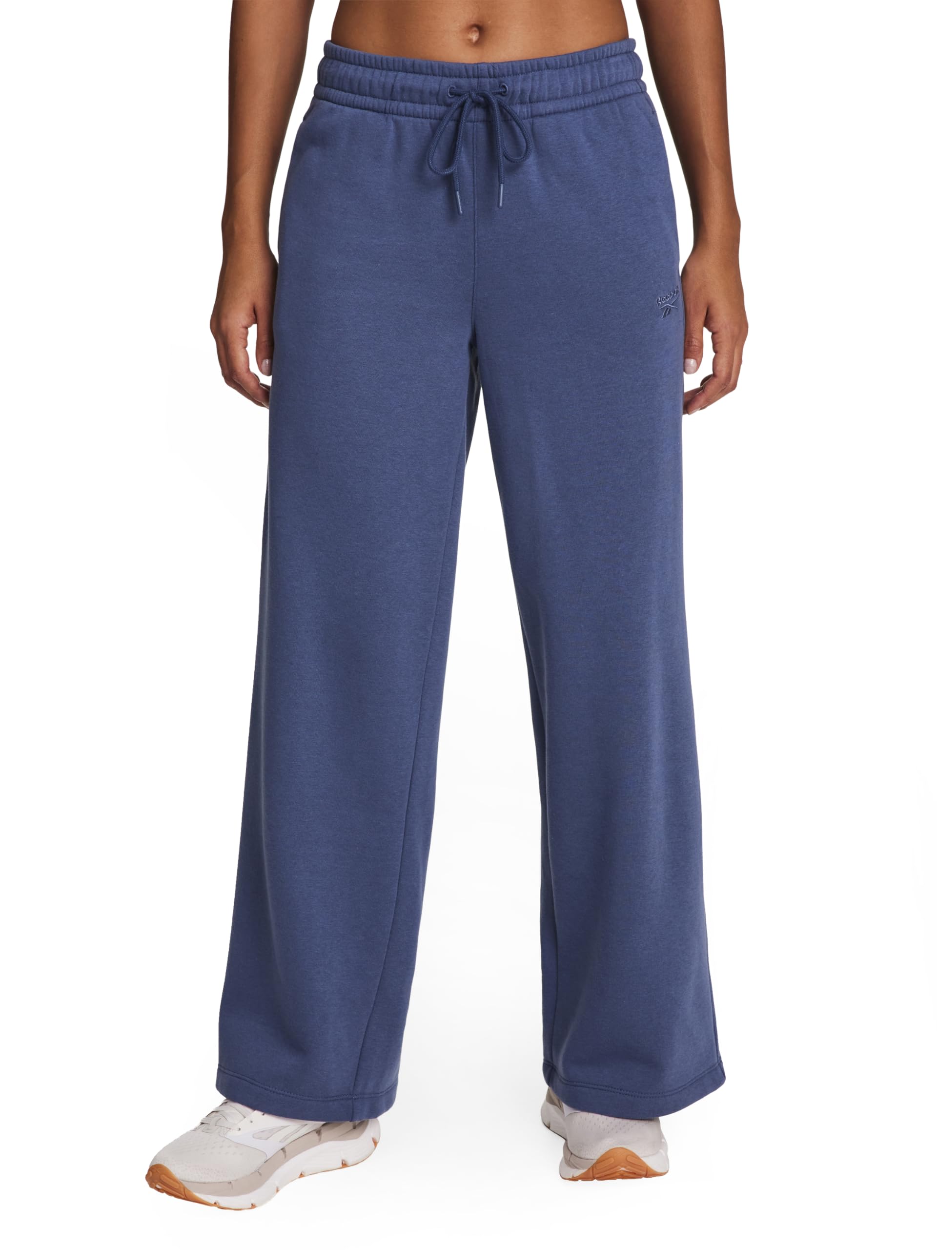 Reebok Womens Tonal Wide Leg Sweatpant, Standard Fit, 30” Inseam, Midweight Cotton-Poly Fabric, Vector Shadow, M