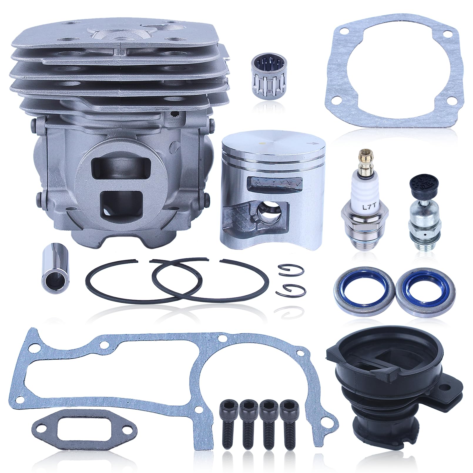 50 mm Zylinder und Kolben Set für Husqvarna 365 372X-TORQ 365 372XP X-Torq, mit Zündkerze, Wellendichtringen und Dichtungssatz, Ersatz für 575255702