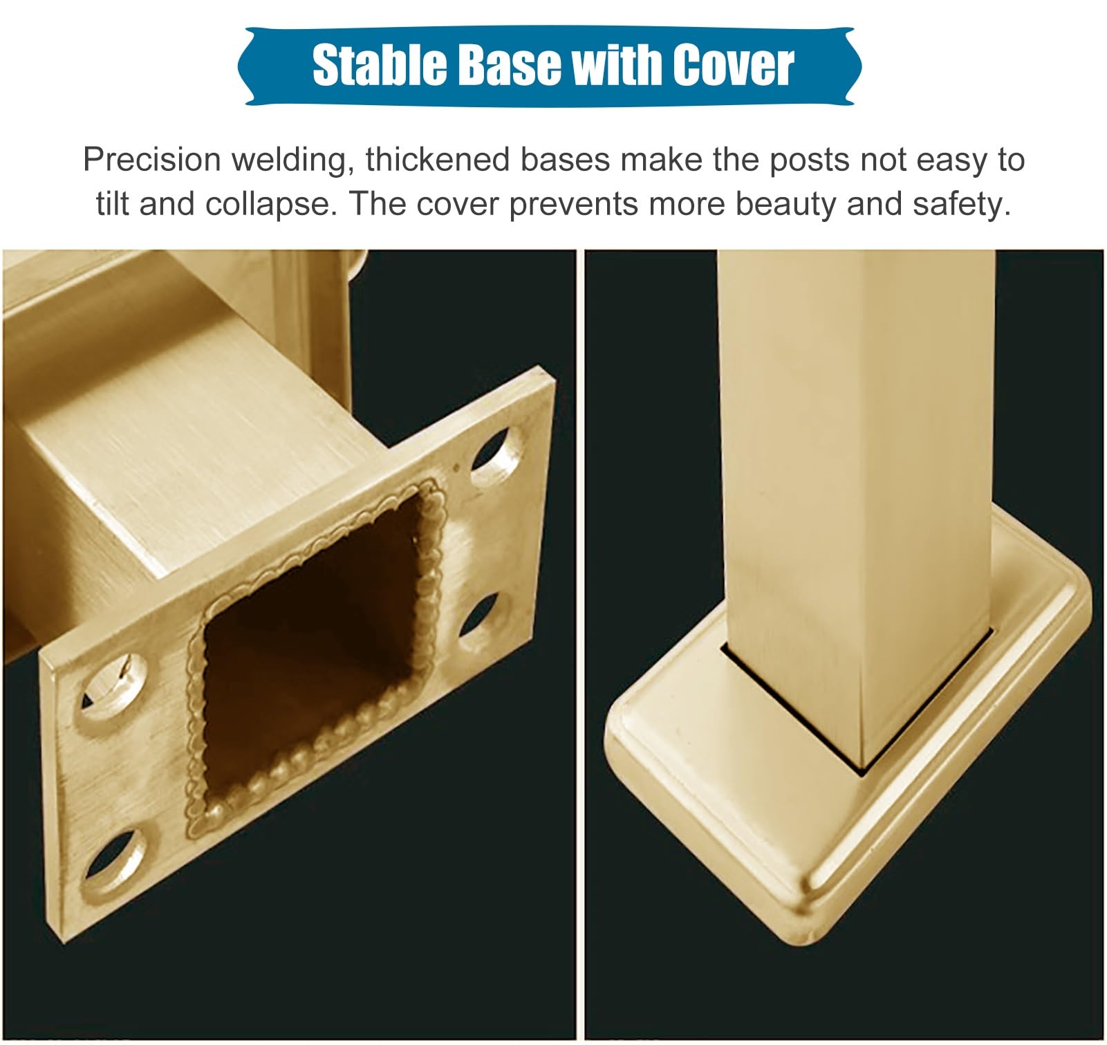 Poste de barandilla de vidrio de metal para balaustrada de interior/exterior, poste de valla resistente con abrazaderas, ideal para escaleras, terrazas, villas