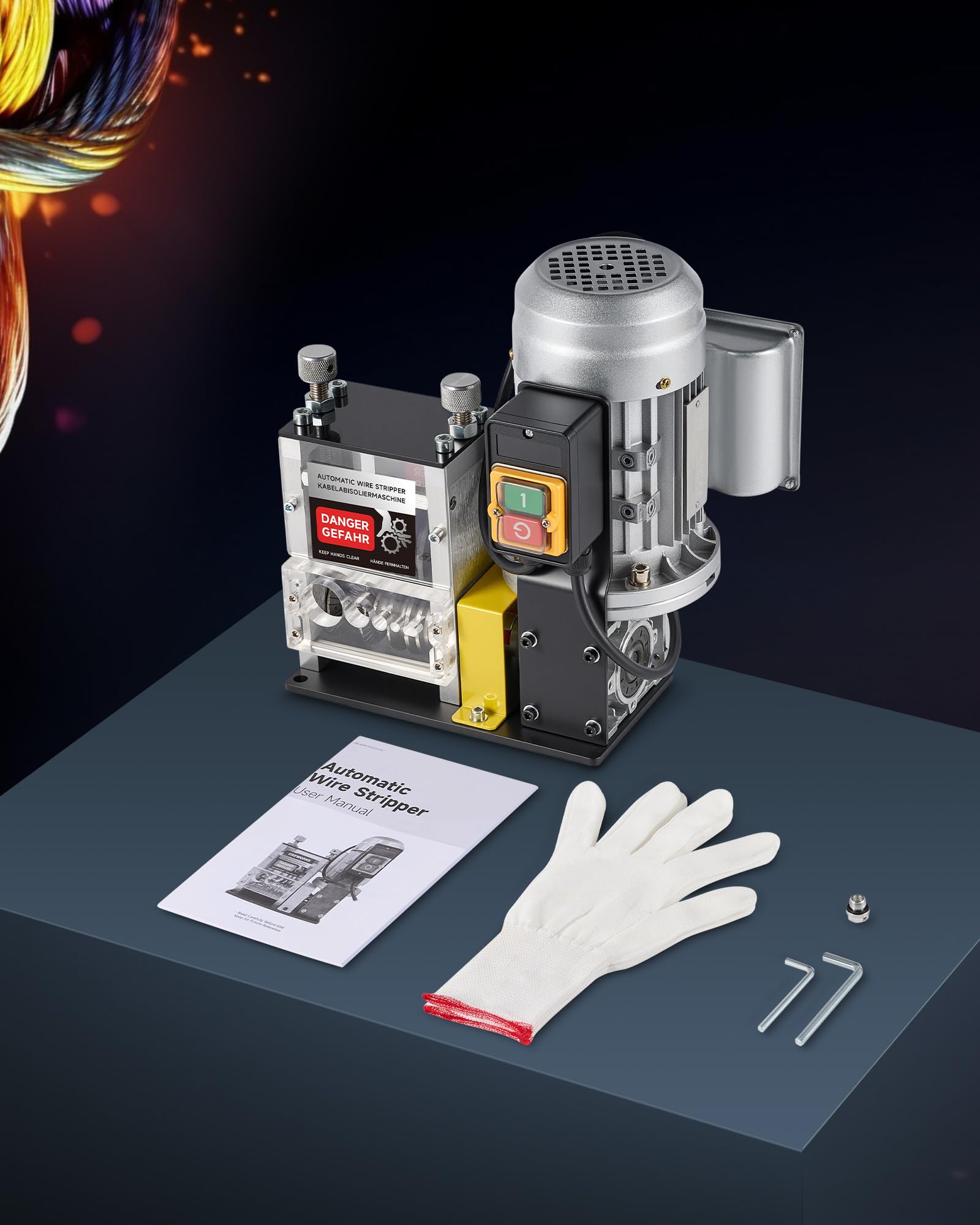 CREWORKS Elektrische Kabelabisoliermaschine 180W für 1,5-30 mm Kupferdrähte, Automatische Kabel Abisoliermaschine Abisolierzange für 0,06-1,2 Zoll Kupferdraht-Recycling, 5-Kanal-Kabelschälmaschine