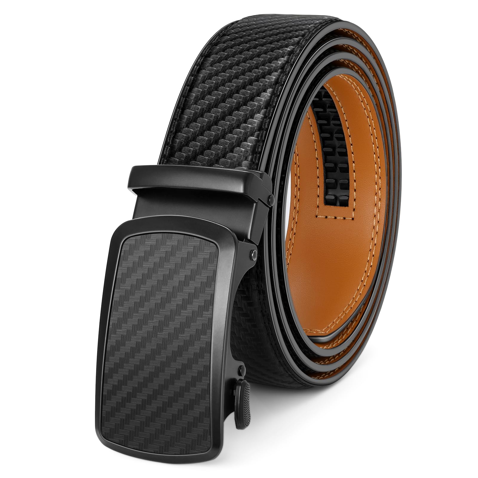 Mens Belt Leather Ratchet Belt For Dress Casual with Adjustable Automatic Buckle 1 3 8
