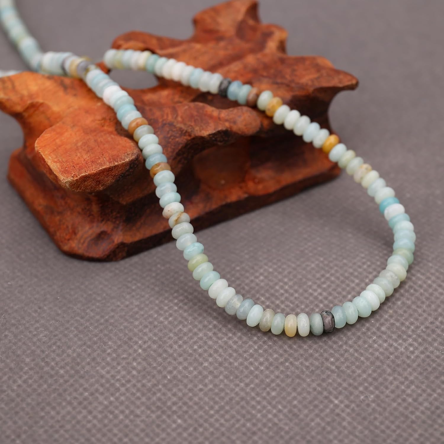 BONNY BOXX 1 Strand (150PCs) Natural 2 * 4mm Amazonite Rondelle Beads, Natural Abacus Disk Stone Beads Loose Spacer Gemstone for DIY Bracelet Necklace Jewelry Making - Image 3