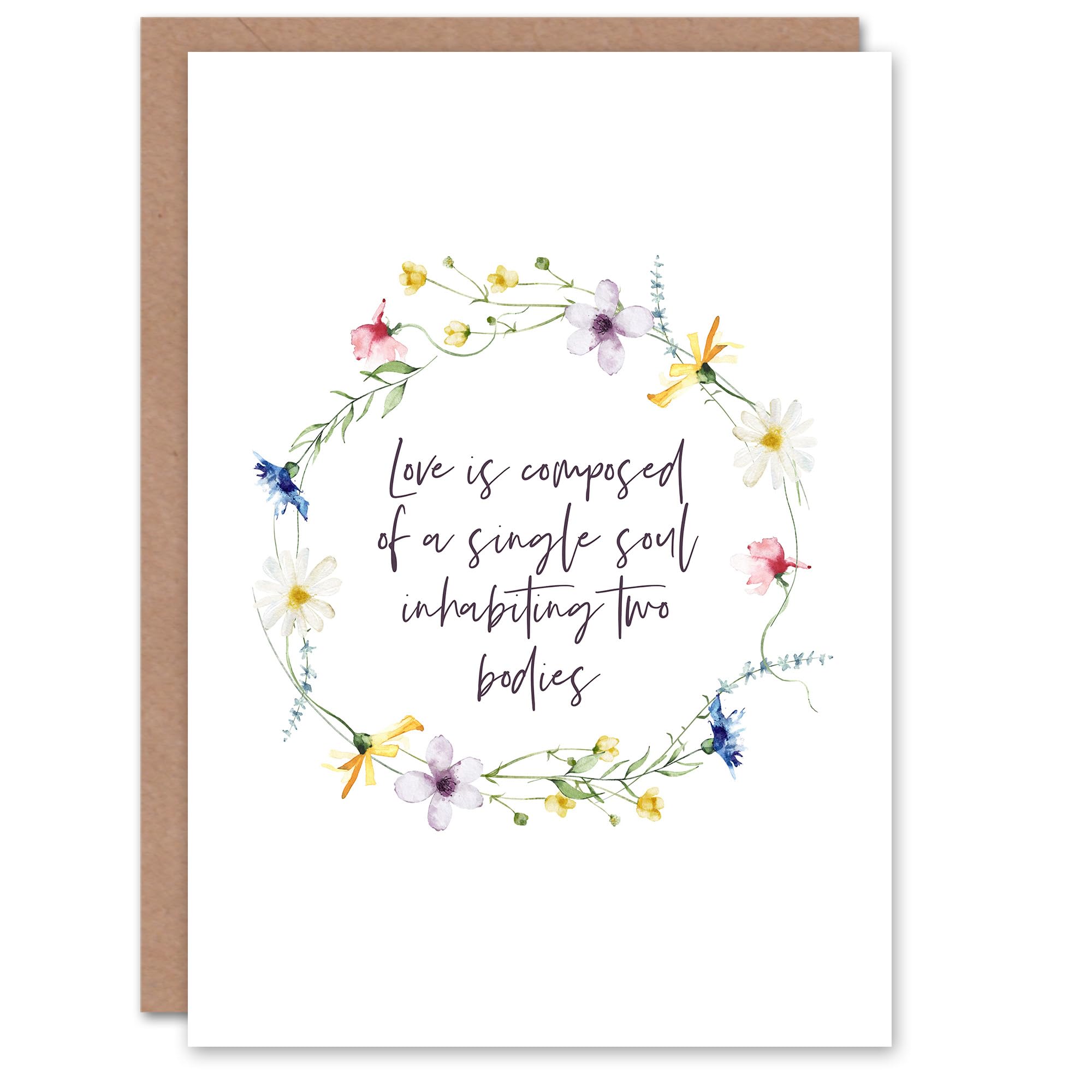 Artery8 Marriage Poem Single Soul Two Bodies Aristotle Floral Blank For Him Or Her Art Wedding Card