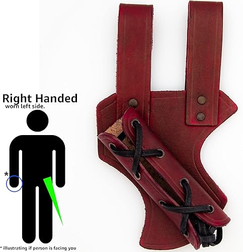 Miniatura 2 de Armory Replicas - Rana de espada de madera de halcón de cuero bovino genuino - Accesorio de soporte ajustable de inspiración medieval LARP Sable