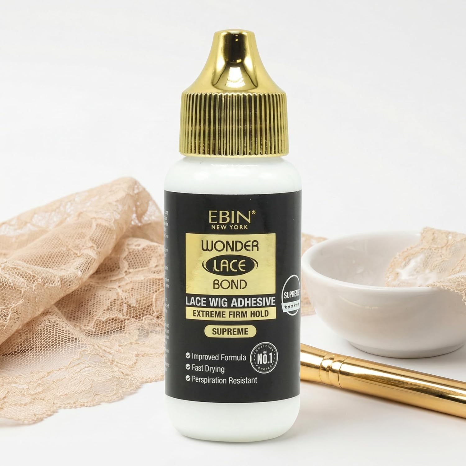 EBIN NEW YORK Wonder Lace Bond Waterproof Adhesive Supreme – 2 x 1.15 oz Lace Glue for Wigs – Long Lasting Wig Glue and Hair Glue – Body Adhesive for Lace Melt and Lace Band Styling