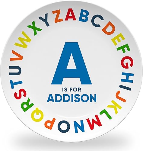 Miniatura 2 de Tiny Expressions - Placa personalizada del alfabeto con nombre personalizado y diseño colorido ABC  Sin BPA  Apta para lavavajillas