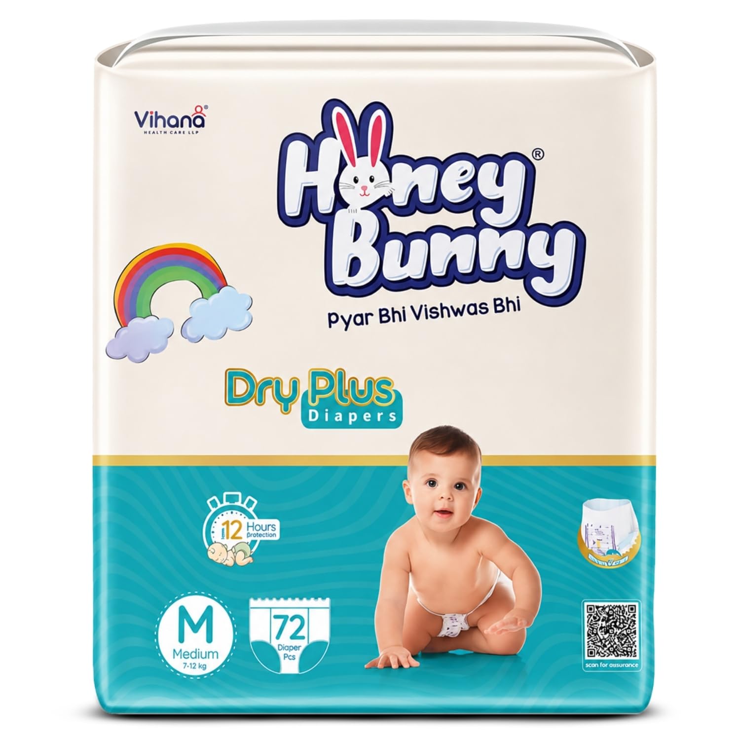 Honey Bunny Baby Diaper Pants Super Soft Dry Plus 12 Hour protection M-72-image-47