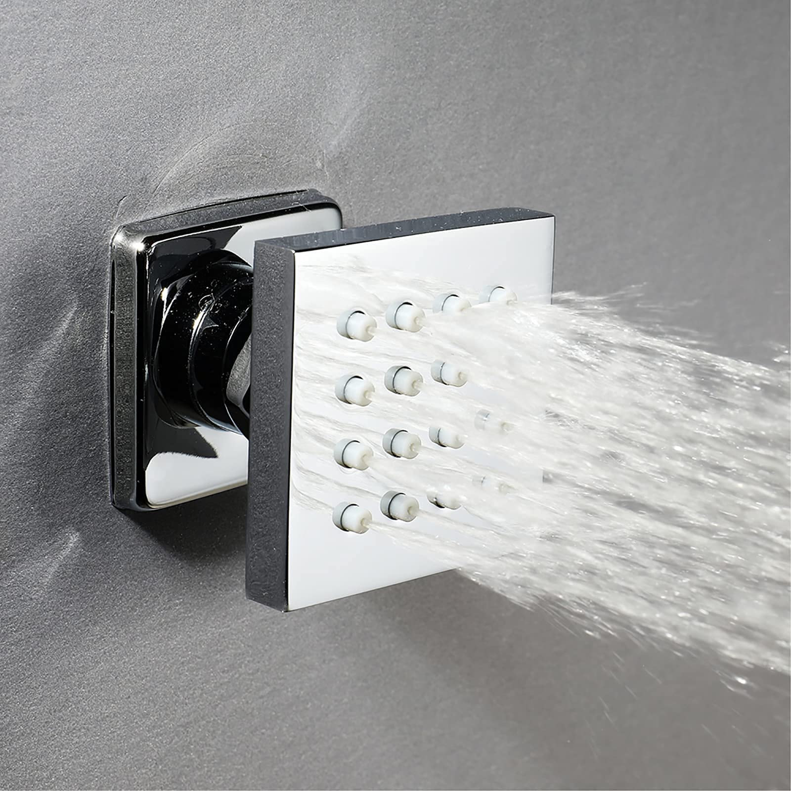 Chorros de baño de latón con chorro de masaje de 2 pulgadas, accesorios de montaje en pared, chorros laterales de ducha ajustables para spa, 4 piezas (4 piezas)
