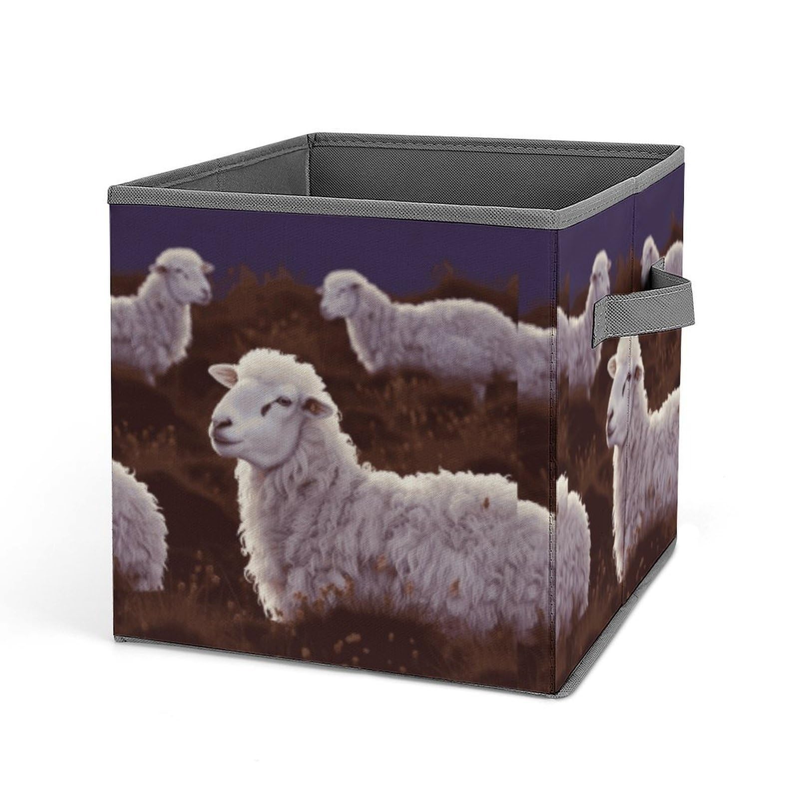 BTCOWZRV Sheep Cube Storage Bins - 11 Inch Heavy Duty Fabric Closet Bins for Shelves, Cube Organizer - Collapsible Storage Boxes with Handle Decorative Clothing Storage Baskets