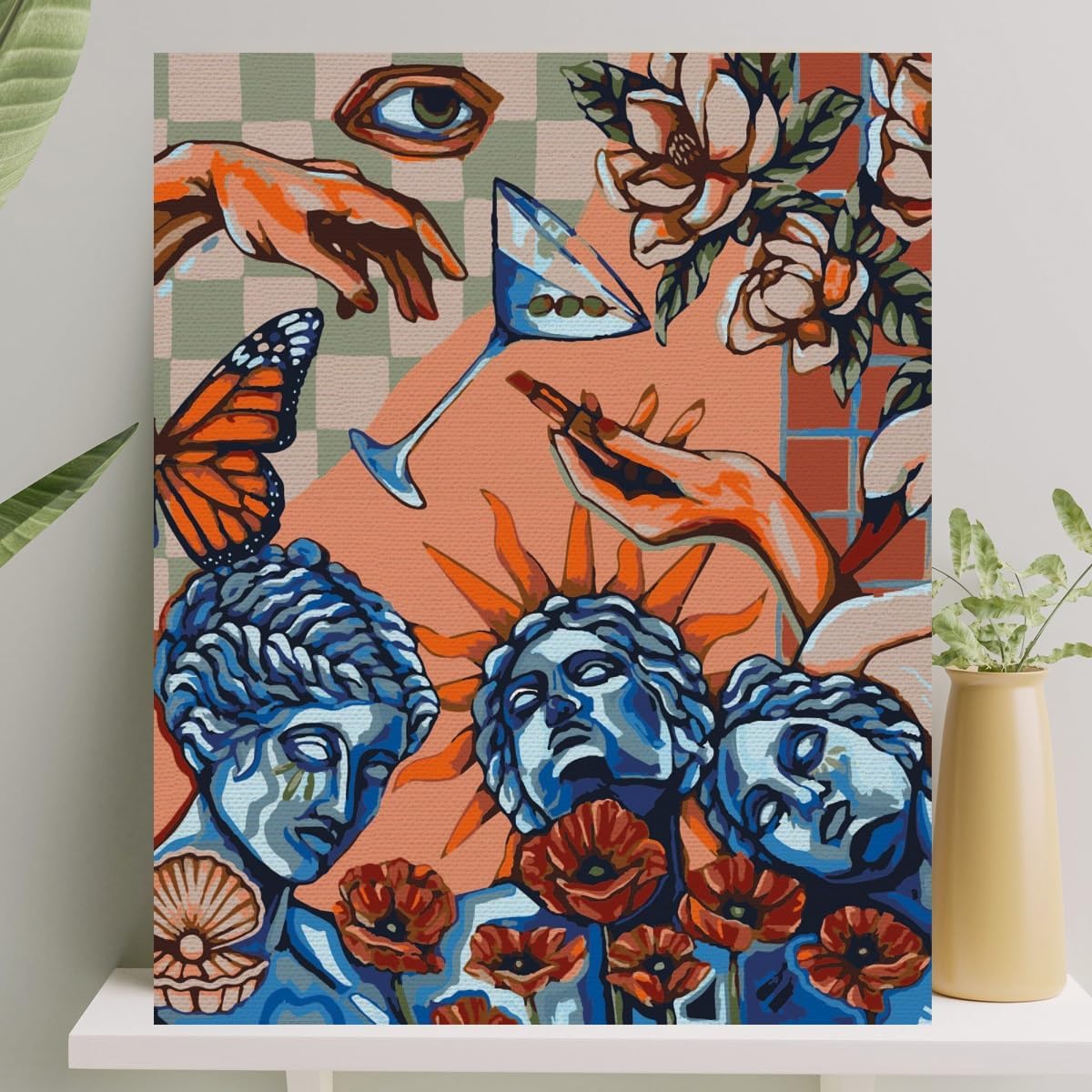 Palmiye Hobi Sanat Sayılarla Boyama Tuval Seti Fırça Boya Dahil (Çıtalı) 40x50 CM - Rönesans