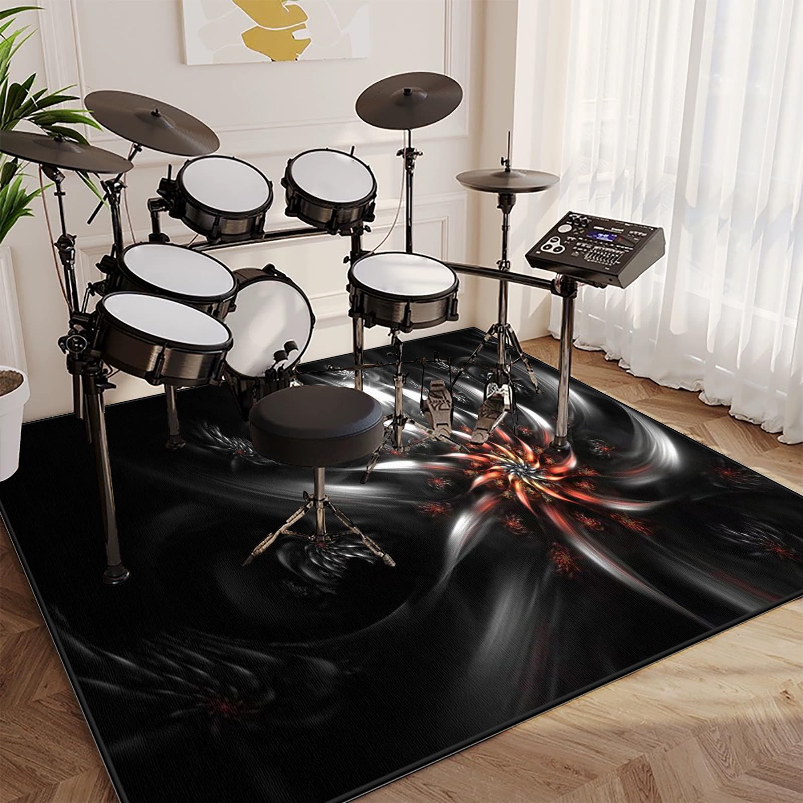Schlagzeugteppich - Schallschutz Teppichmatte - Trommel Teppiche - rutschfeste Drum Matte für Akustik Schlagzeug Drum Kits Bass Drum Elektronisch Snare Klavier Musikinstrumente Teppich 160 x 120 cm