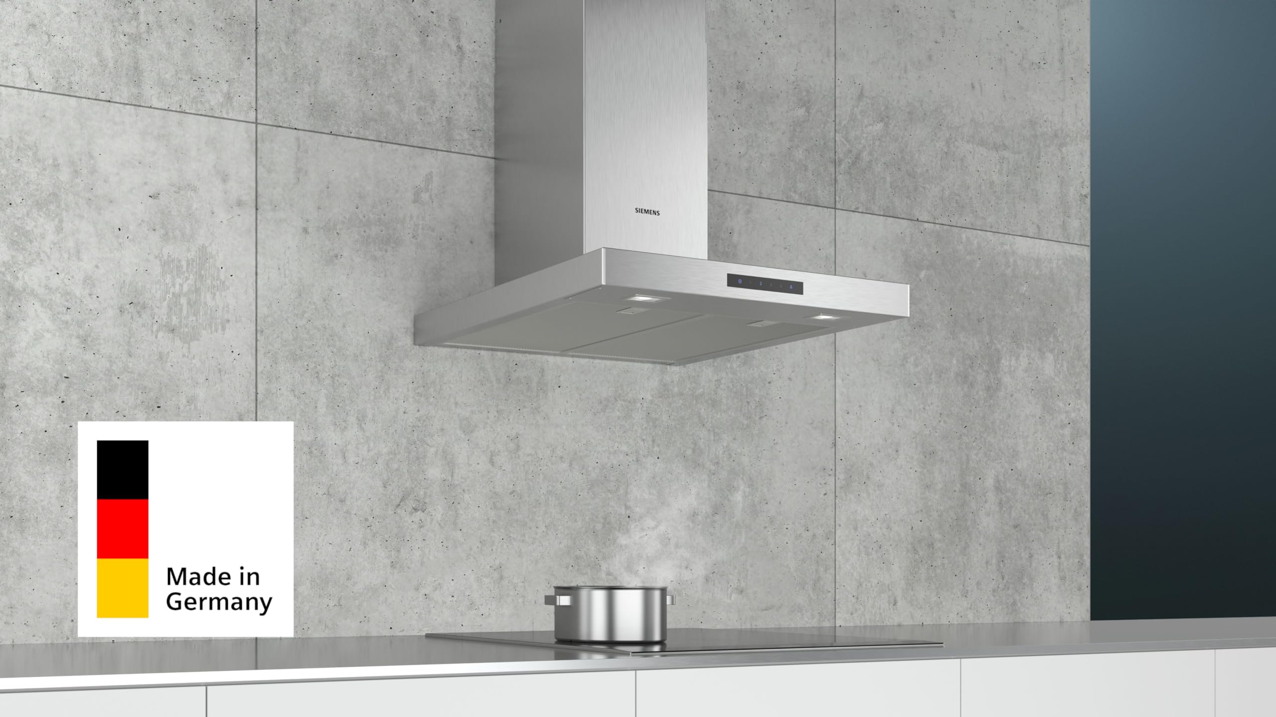 Siemens LC66BBM50 iQ300 Dunstabzugshaube / Wandhaube / 60 cm / LED-Beleuchtung / Extrem leise / Elektronische Steuerung / Metall-Fettfilter / Edelstahl