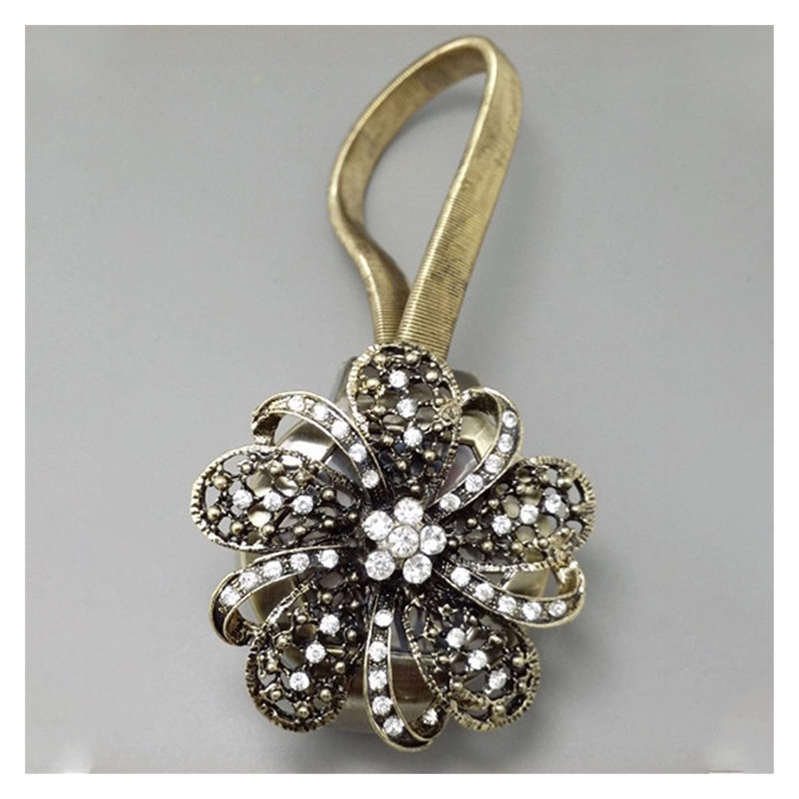 Embrasses de rideaux magnétiques, 2 pcs Embrasses de rideaux magnétiques en forme de fleur Clip de décoration de rideau rétractable magnétique sur support Embrasses pour fixation de rideau (Argent)