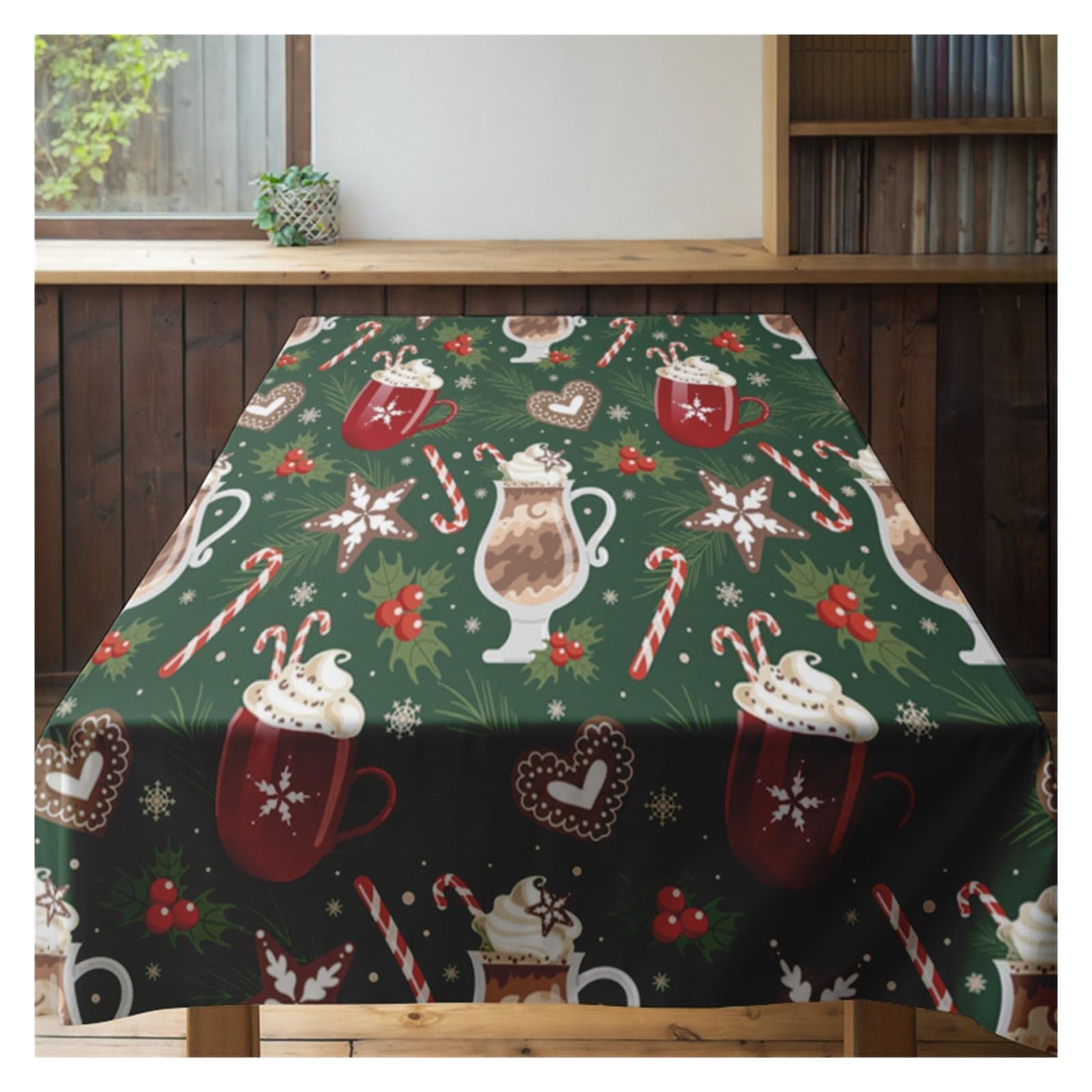 Mantel Navideño Mantel navideño a Cuadros Rojos, Blancos y Verdes for cenas navideñas, decoración de Cocina Invierno, del hogar, Tela Estampada(160X240CM)