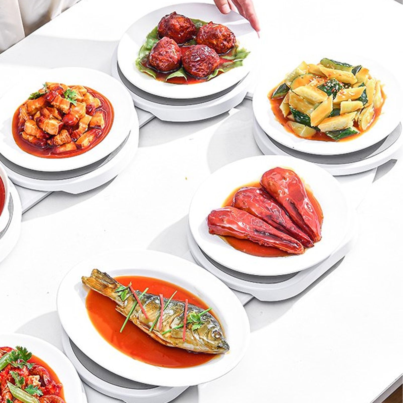 Plateau Tournant Électrique Multifonction 360 Degrés pour Table à Manger, Service Alimentaire Rotatif Idéal pour Familles et Réunions