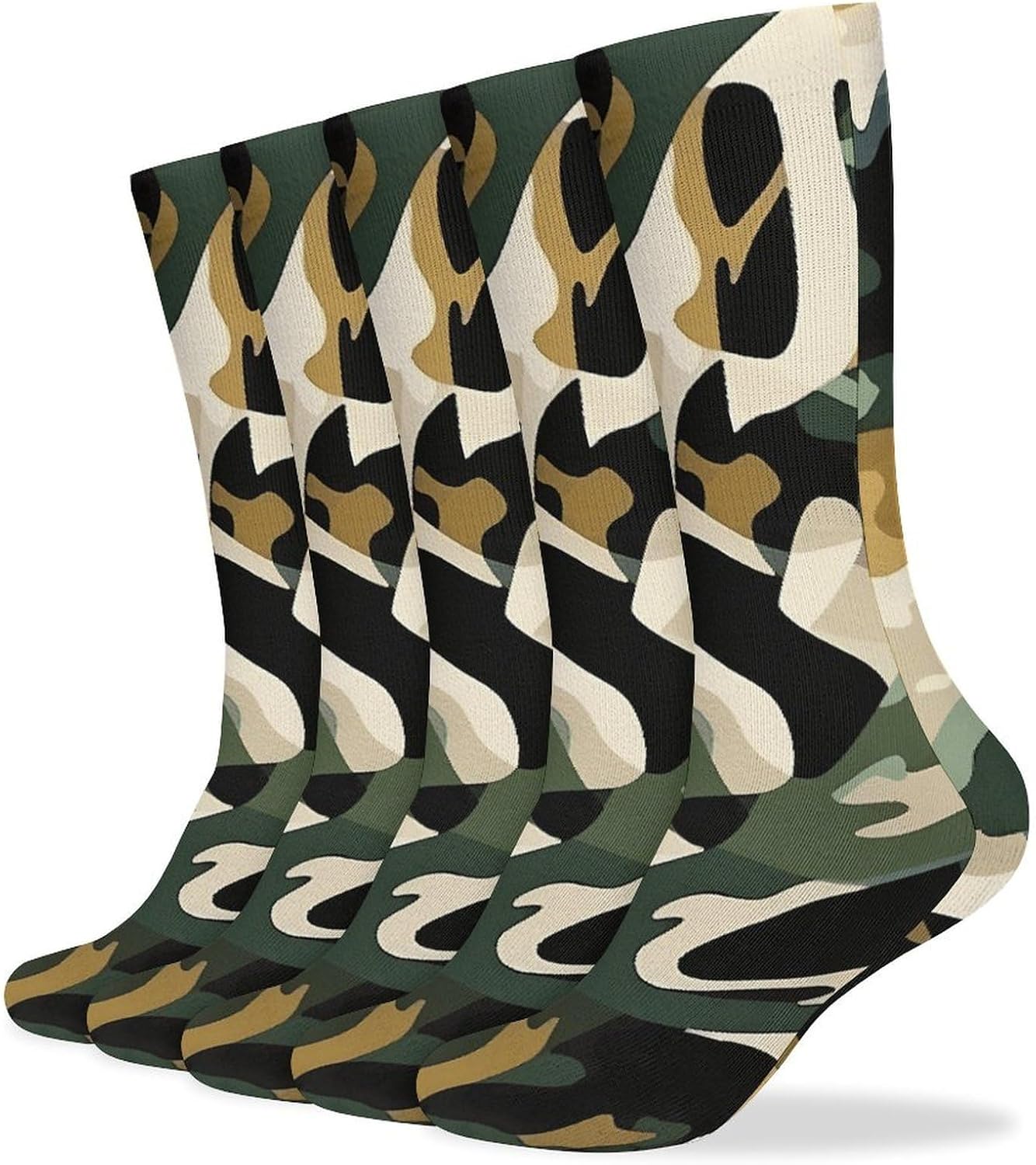 Green Camouflage Pattern Stocking - Cute Casual Long Athletic,Crew Sock for Men Women,Running Socks Soft Breathable for Gift