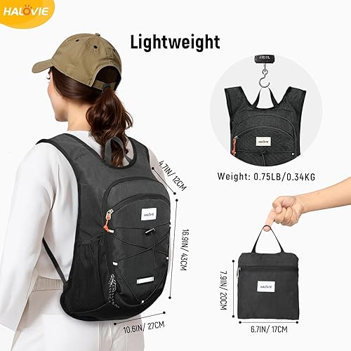 Miniatura 4 de HALOVIE Mochila de senderismo plegable de 15 L con bolsillo para teléfono, mochila de viaje ligera con correa para el pecho, paquete pequeño