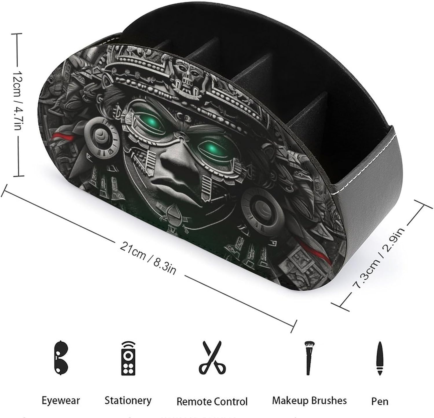 Vikings Aztec Warrior Remote Control Holder Remote Organizer Storage Box for Multi-Media Controllers with 5 Compartments for Cosmetics School Office Supplies