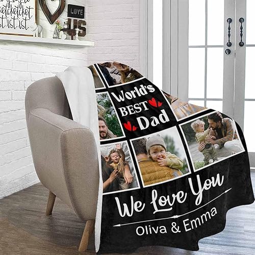Miniatura 2 de FunStudio Manta personalizada para padre con foto, regalos personalizados para papá, papá, abuelo, papá, cumpleaños, Navidad
