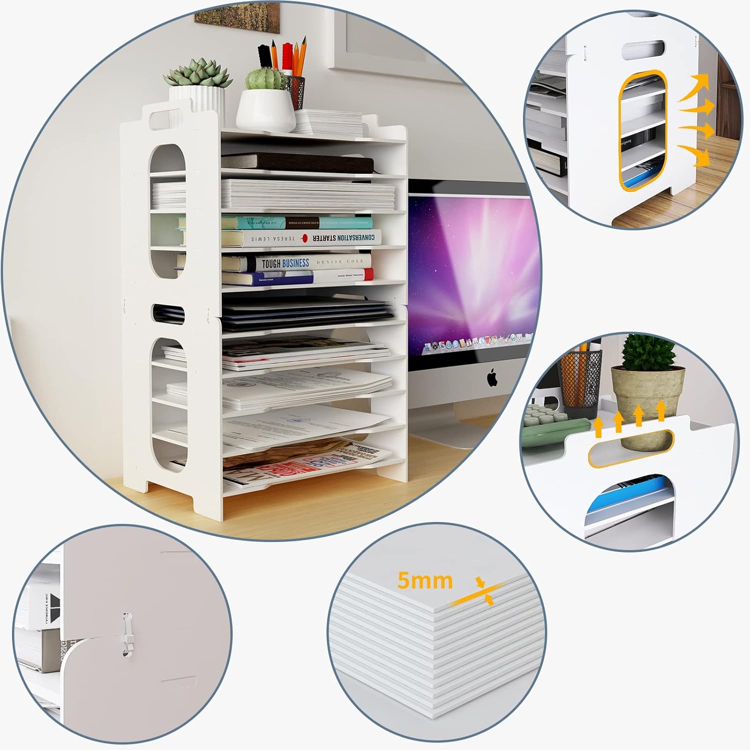 Natwind Office Paper Organizer for Desk Desktop Organizer File Holder Office Desk Organizer Letter Tray & Paper Holder Document Storage Rack for Home Office School 10-Tier