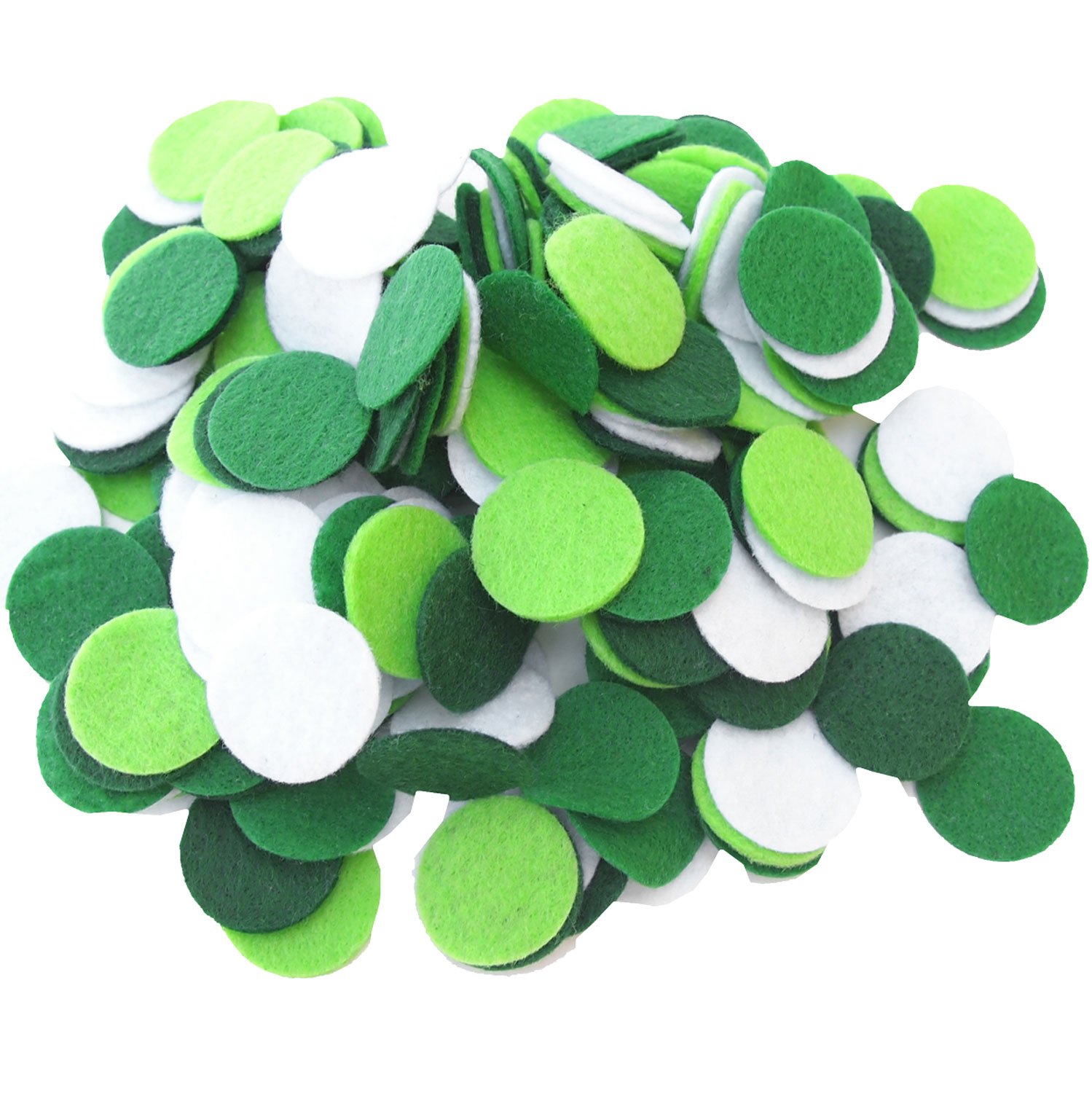 Playfully Ever After Green, Dark Green, Light Green &amp; White Craft Felt Circles (1.5 Inch - 95pc)