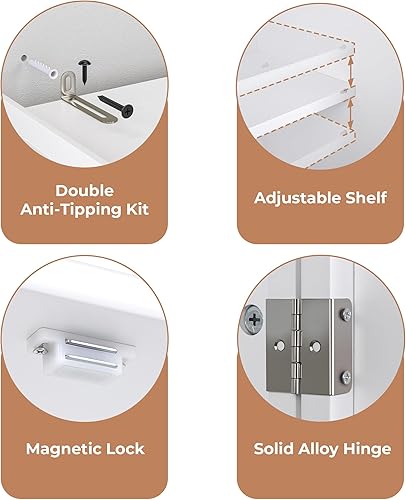 Miniatura 6 de Armario de almacenamiento de despensa de cocina de 72 pulgadas con puertas y estantes, armario de 72 pulgadas de alto independiente de lino, 4