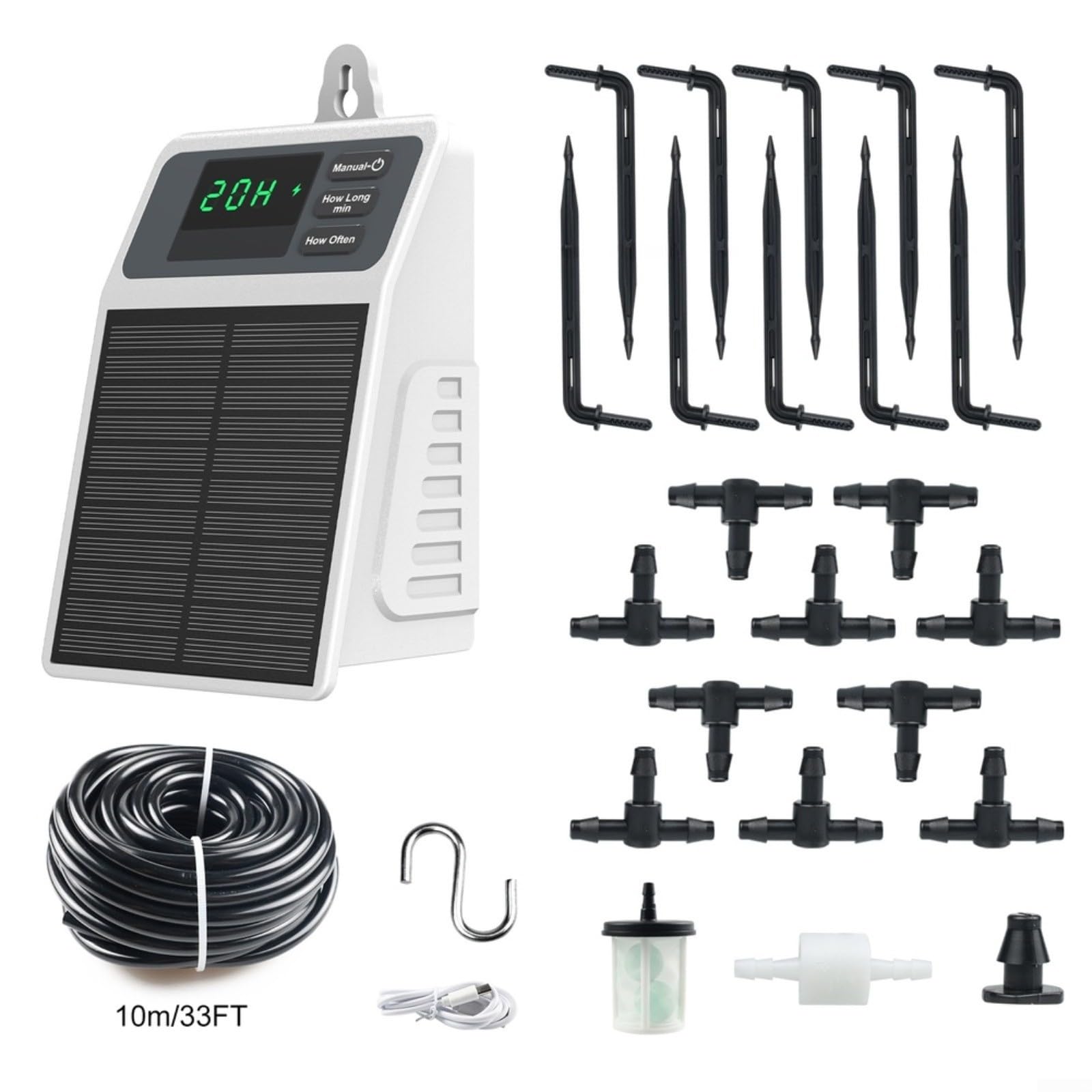 Système d'irrigation goutte à goutte solaire, kit d'arrosage automatique de jardin, dispositif de brumisation pour plantes d'extérieur, solution d'arrosage des légumes de balcon