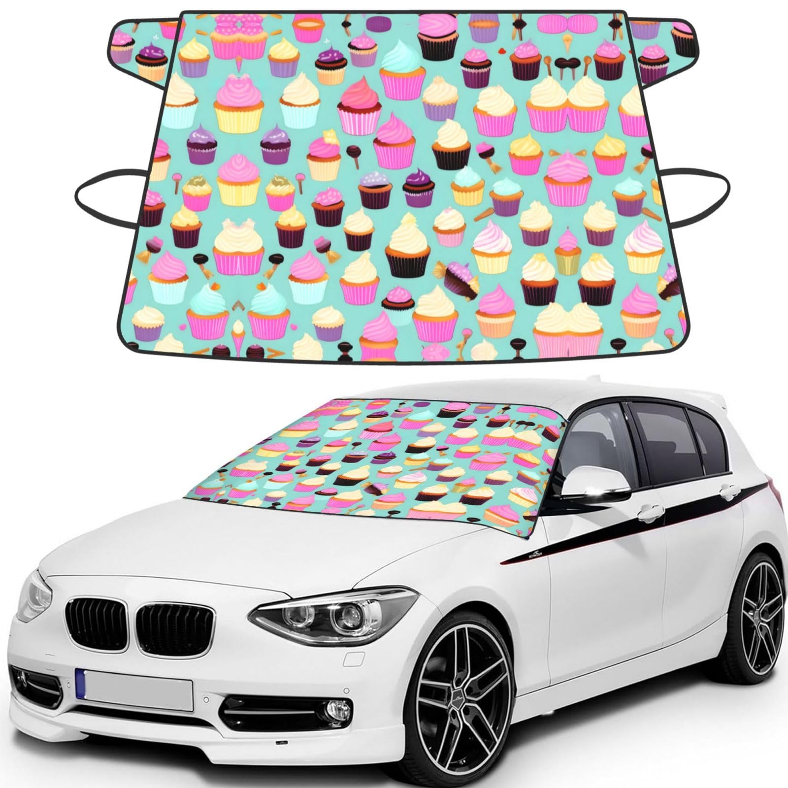Funda para parabrisas de coche con diseño de magdalenas protector de hielo invierno 8
