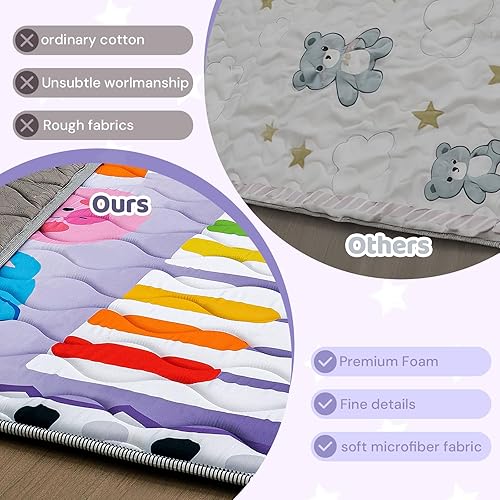 Miniatura 6 de Alfombra de juego para bebé para suelo, 71 x 59 pulgadas, espuma gruesa, suave, acolchada, alfombra para corralito para niños pequeños, lavable a