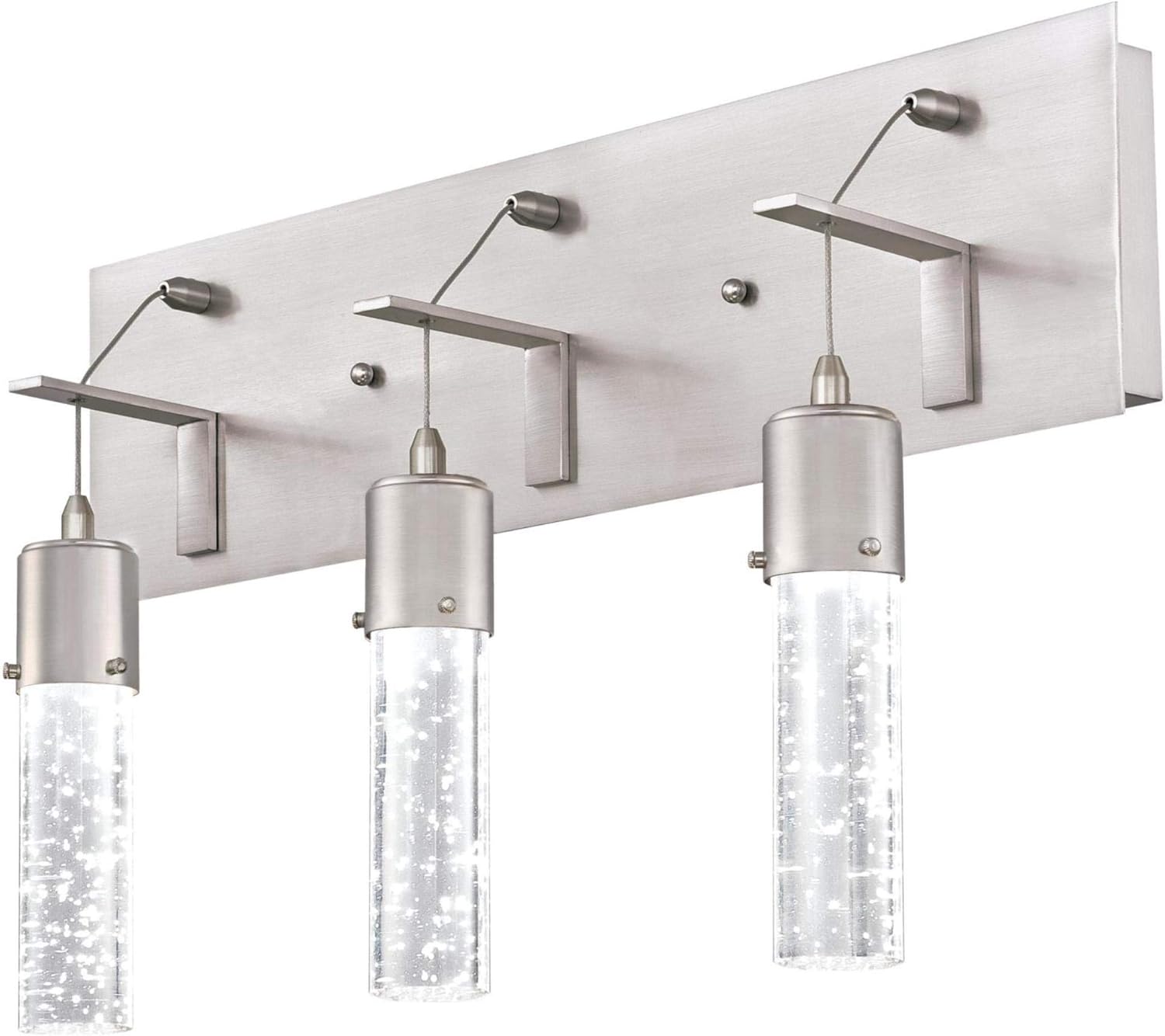 Westinghouse 6372100 Cava Three-Light, 22-Watt LED Indoor Bathroom Vanity Light Fixture, Brushed Nickel Finish with Bubble Glass