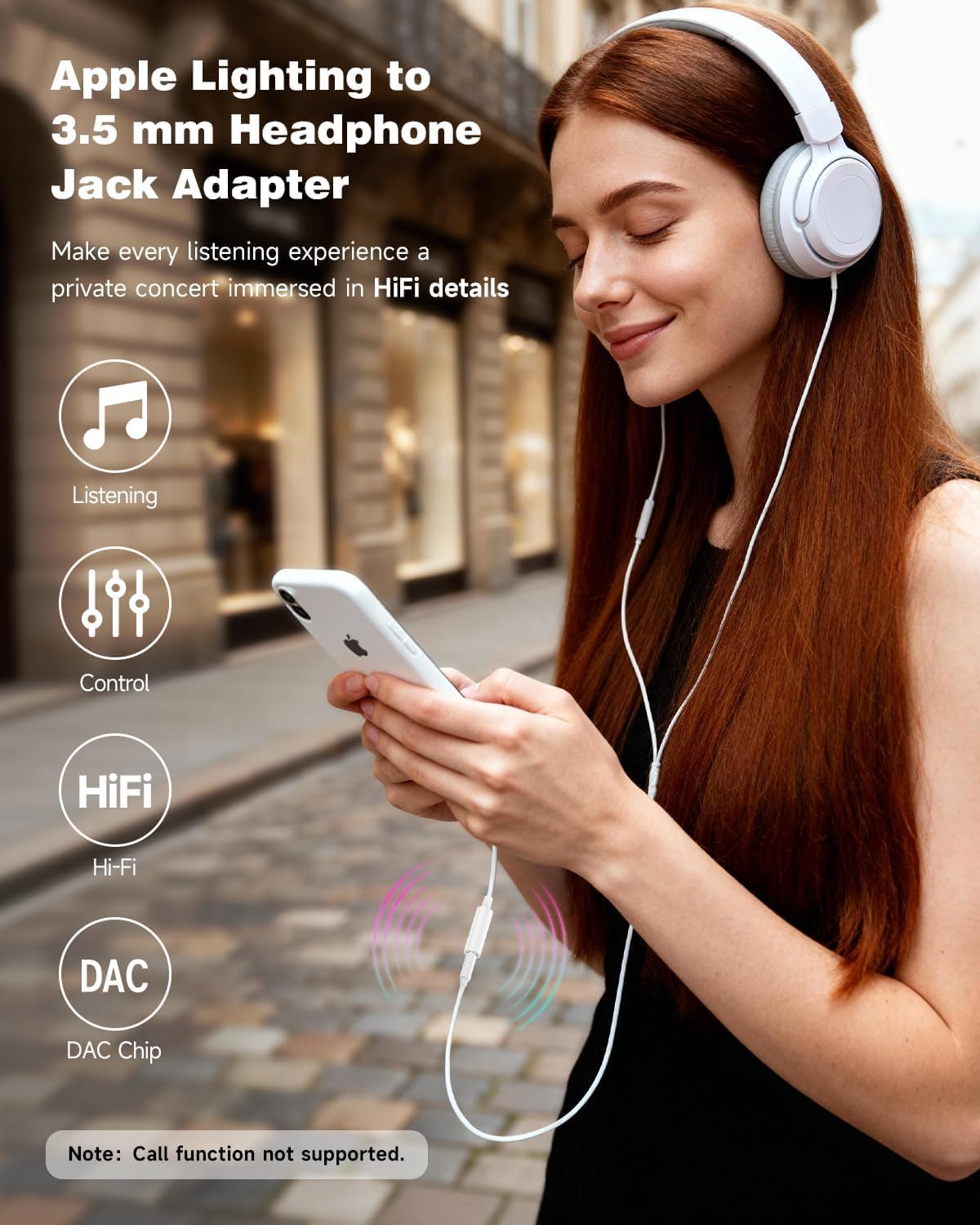 Apple MFi Certified 3-Pack Lightning to 3.5mm Headphone Jack Adapter with DAC, Headphone/Earphone Hi-Fi Audio Dongle & Car Aux Cable for iPhone 14/13/12/11/XR/X/8/7, Car, Gym, Travel, Office Use-White
