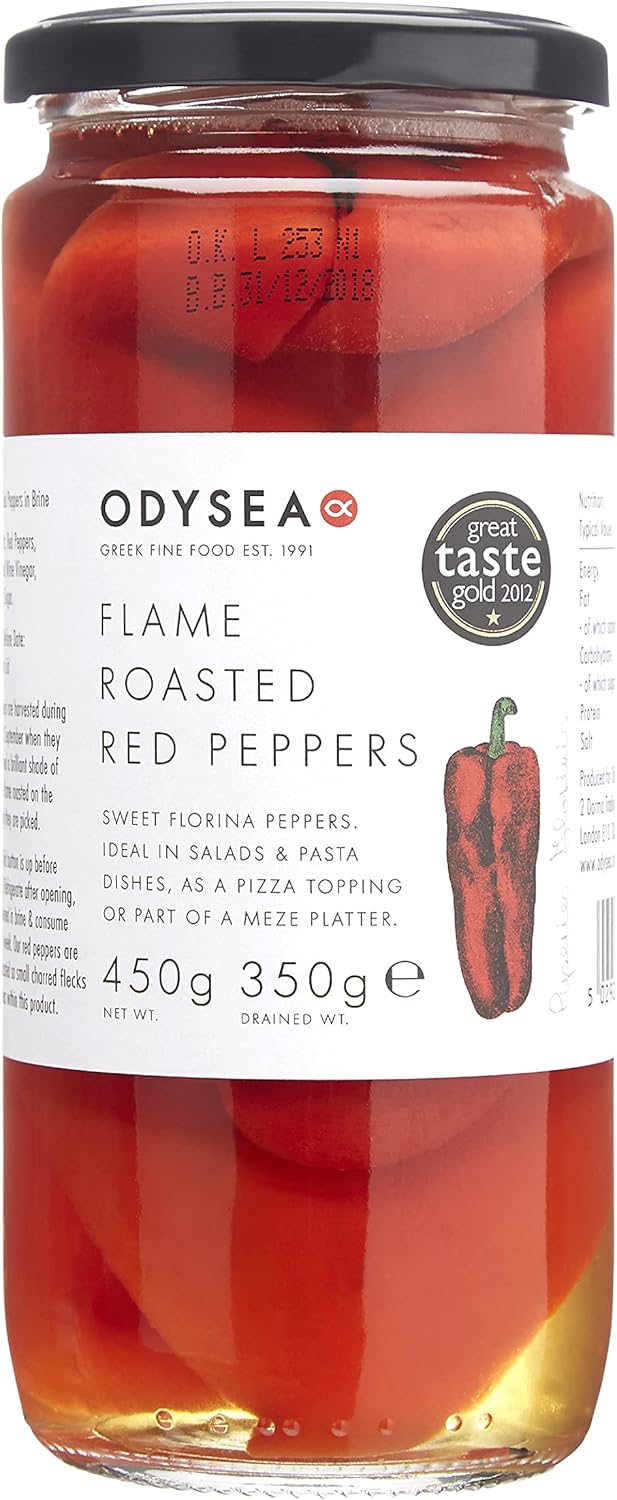 Odysea Roasted Red Peppers, Glass Jar, 450 g Amazon.co.uk Grocery
