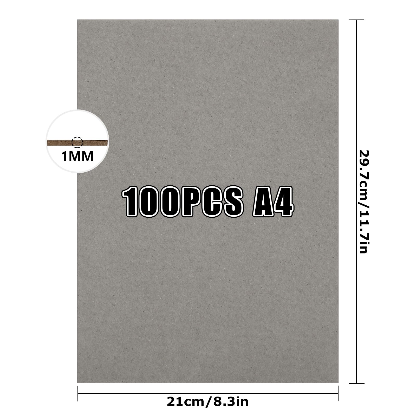 A4 Greyboard 100 Sheets 1500 Micron Grey Board A4 Mount
