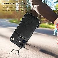 Vista 36 de Bocasal Funda tipo cartera cruzada para iPhone 12/12 Pro, funda de piel con bloqueo RFID y soporte para tarjetas, funda protectora con cremallera