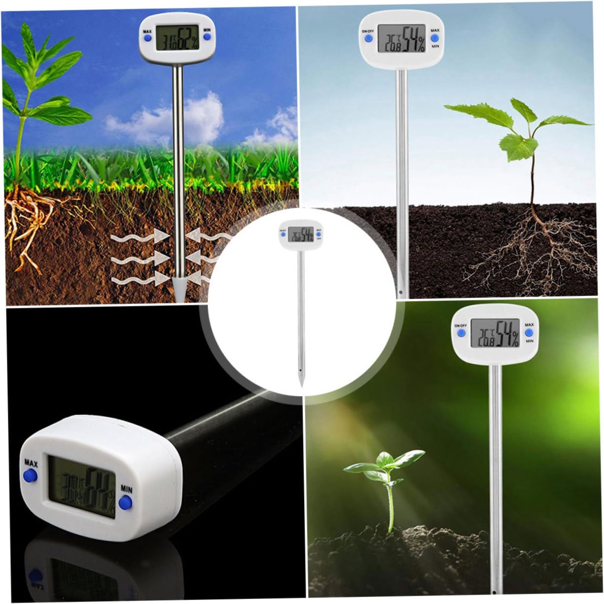 INOOMP 3pezzi Mini Termometro Igrometro Per Suolo Tester Di Temperatura e Umidità Per Giardinaggio Strumento Per Misurare Le Condizioni Del Terreno Di Piante e Fiori Facile Da Usare e