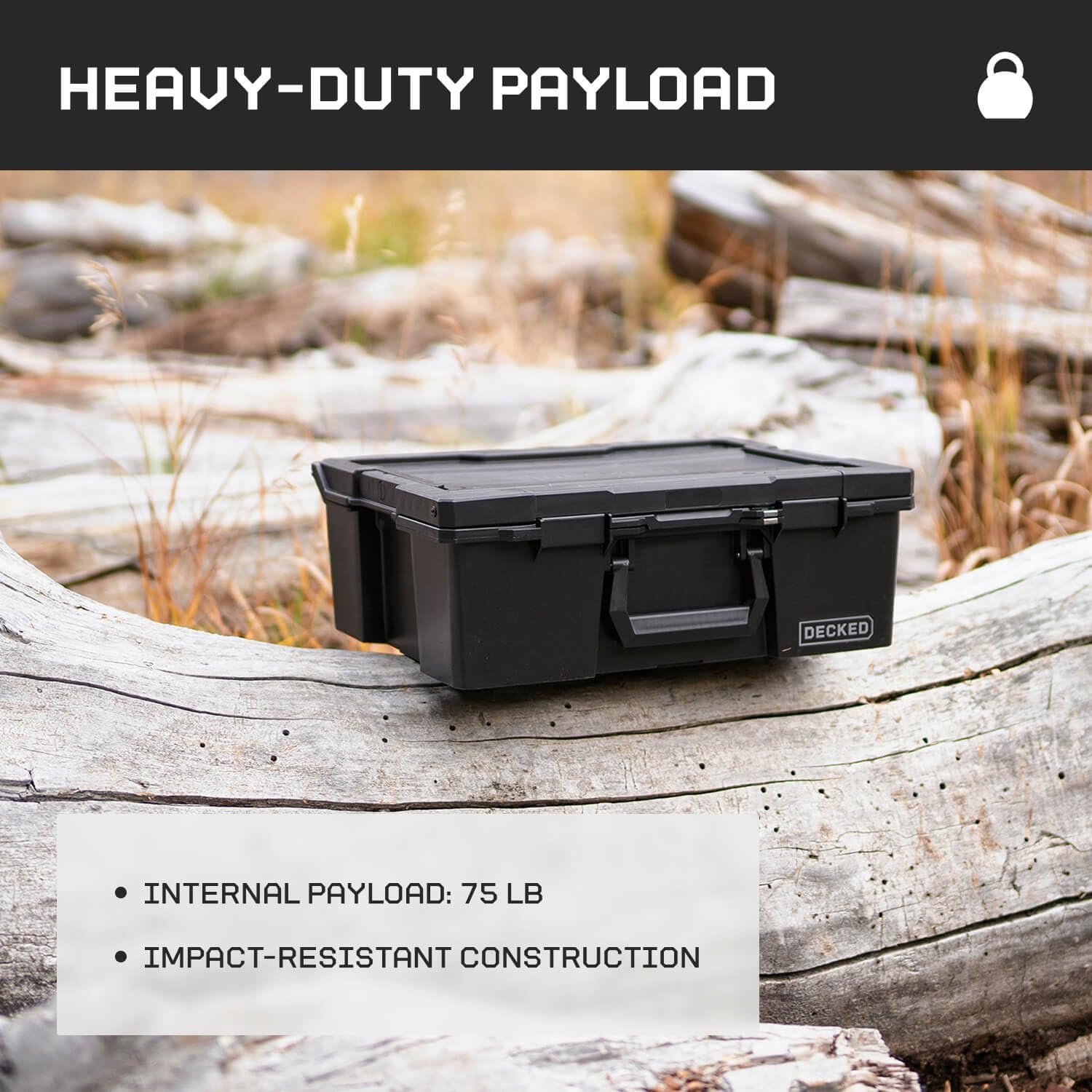DECKED Halfrack 32 L Protective Case with Dividers - Black