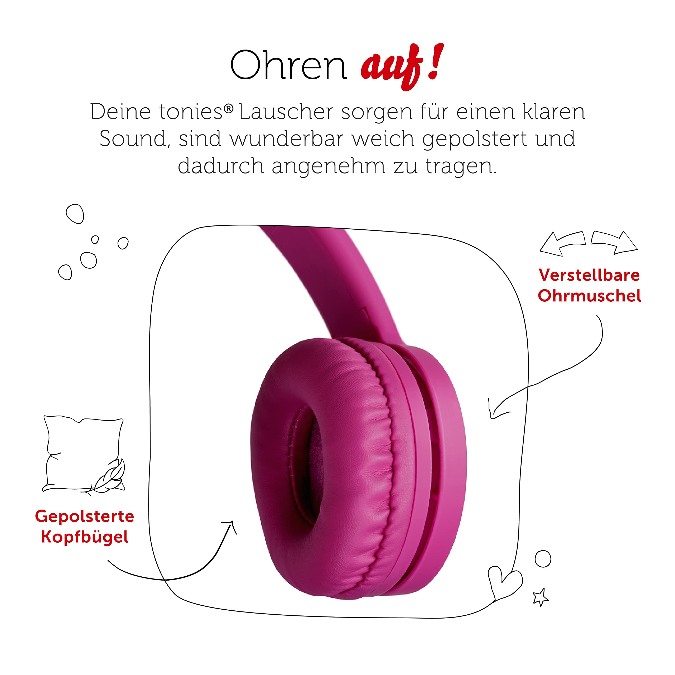 Casque Enfant Tonie Chuchote Bleu Ciel - Volume Limitré 85dB - Pliable Et Ajustable - Compatible Toniebox