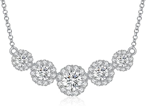 Smile Pendant Necklace for Women Moissanite Lab-Created Gem Jewelry for Women I Love You Wedding Anniversary Birthday Christmas Valentine