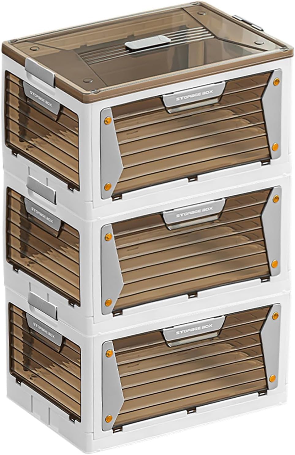 Storage Bins with Lids, Stackable Storage Organizer With Wheels, Collapsible Storage Box With Handle for Bedroom Living Room Kitchen, Closet Organizers and Storage (3 Pack)