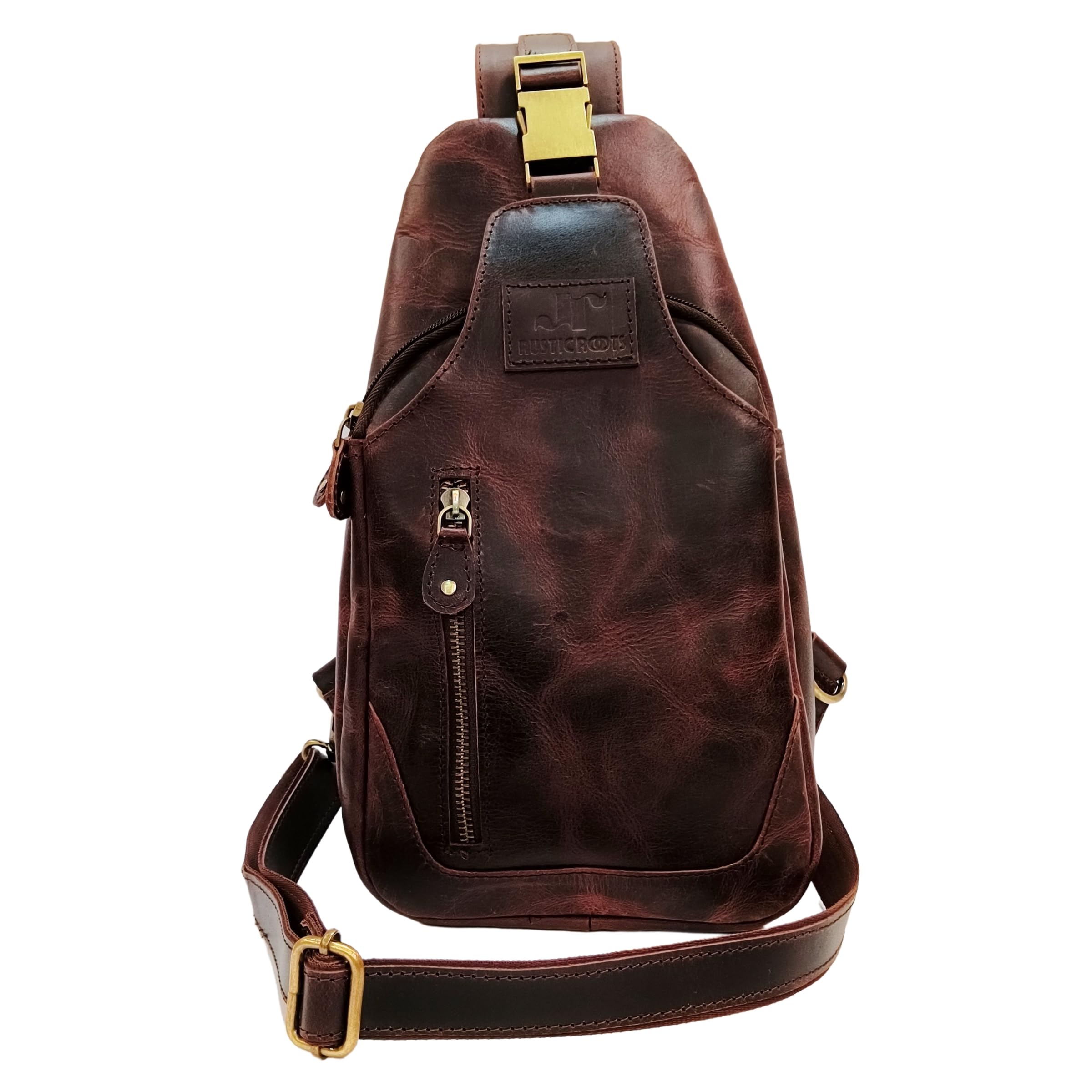 Leather Sling Bag for Men & Women, Brown Crossbody Travel Messenger Bag