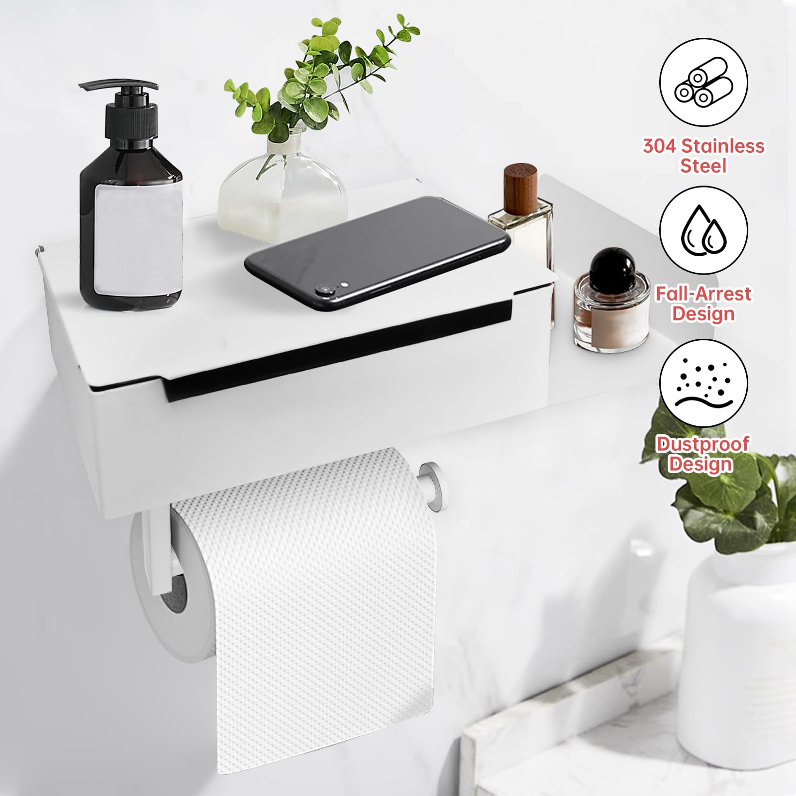 Porte-Rouleau De Papier Toilette En Acier Inoxydable Avec Perçage, Support De Papier Toilette