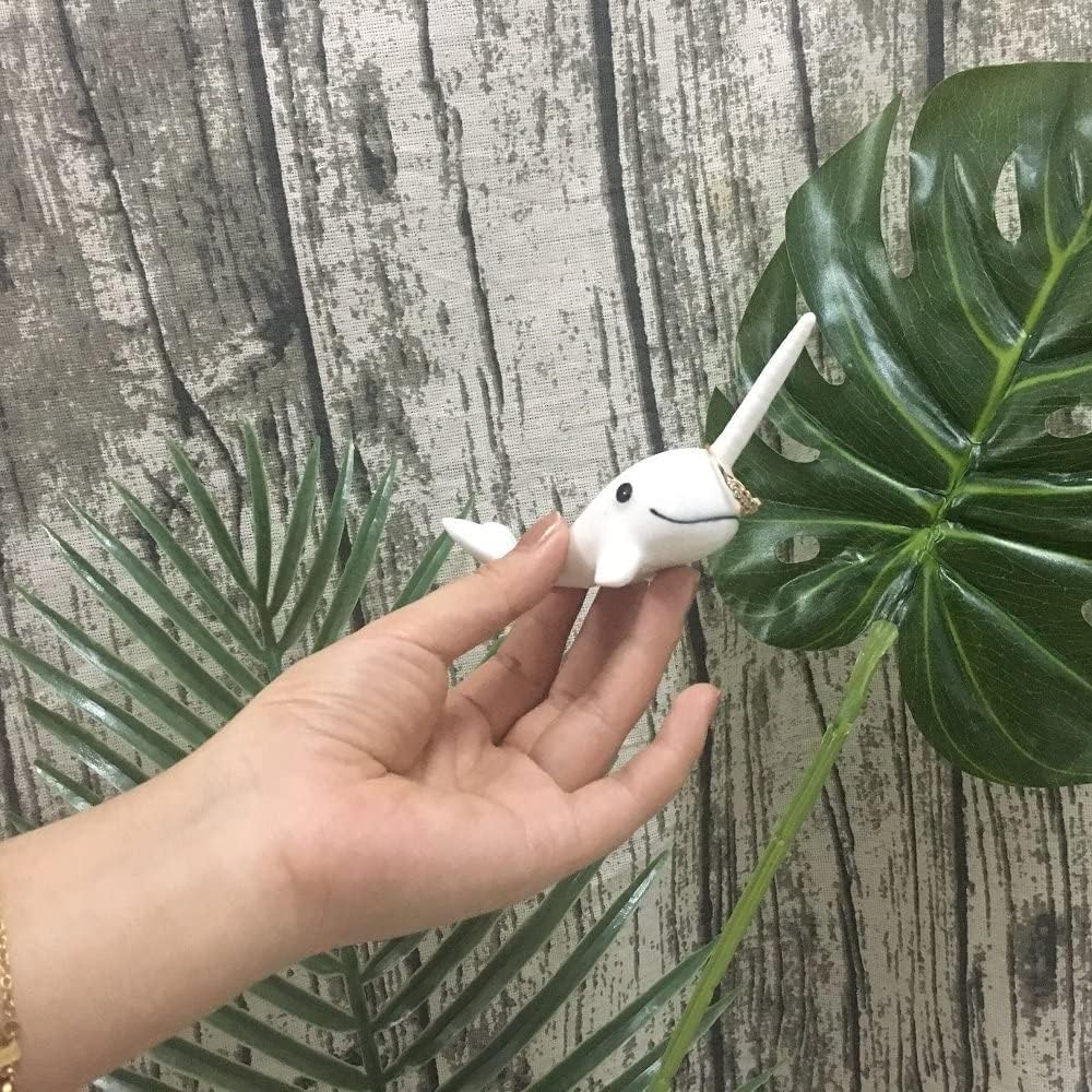 Adorable Ceramic Narwhal Ring Holder,Engagement Ring and Wedding Ring Display Holder Stand